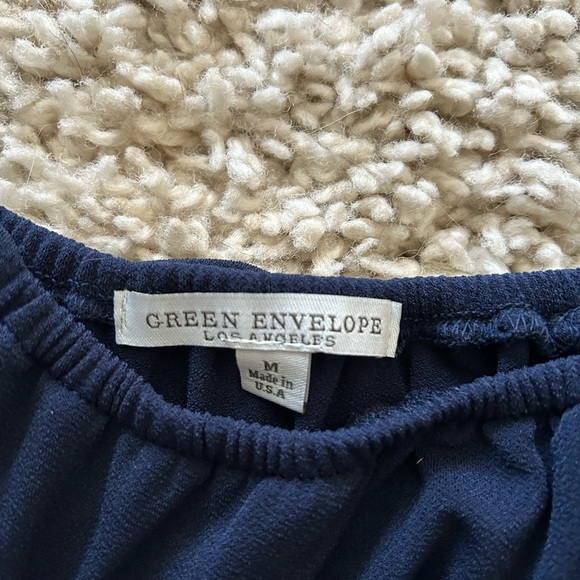 [M] NWOT Green Envelope Navy Blue Off-Shoulder Women's Top - Picture 3 of 4